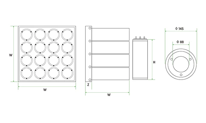 Frame dimensions and carbon cartridge dimensions of activated carbon filter cartridge