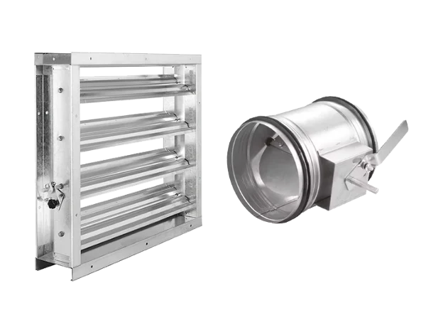 A rectangular and a cylindrical air dampers