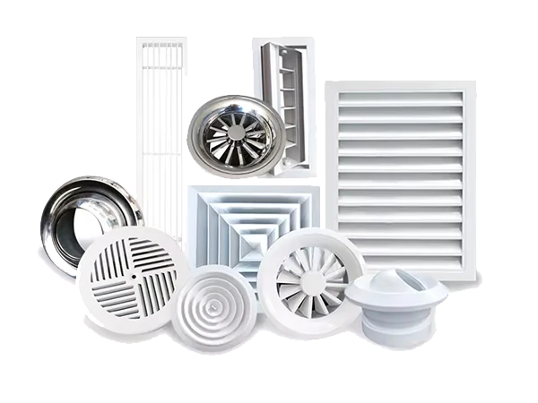 Supply outlet/return air inlet in different shapes and types