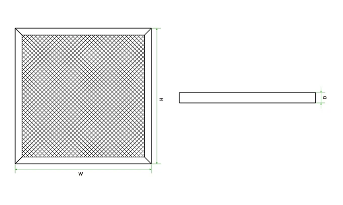 A plan structural drawing of all-metal dust removal air filter