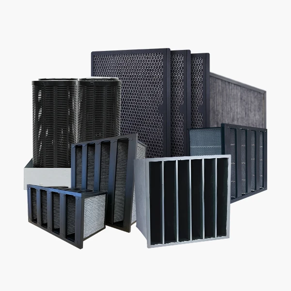 Six different styles and shapes of chemical air filters