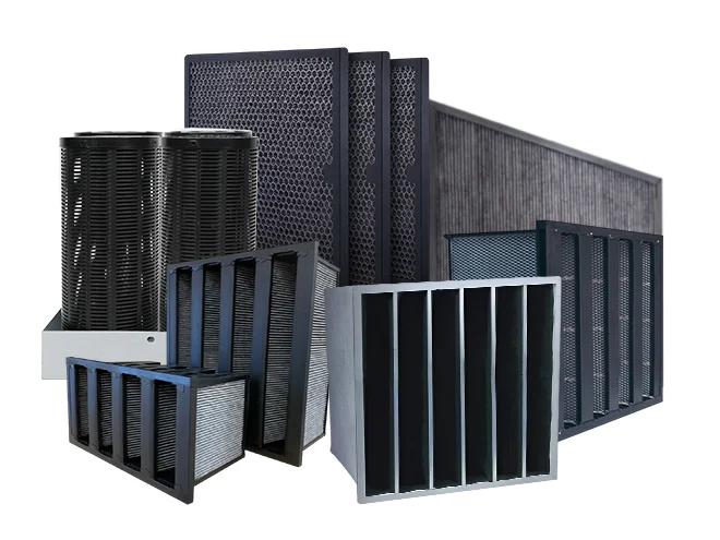 Six different styles and shapes of chemical air filters