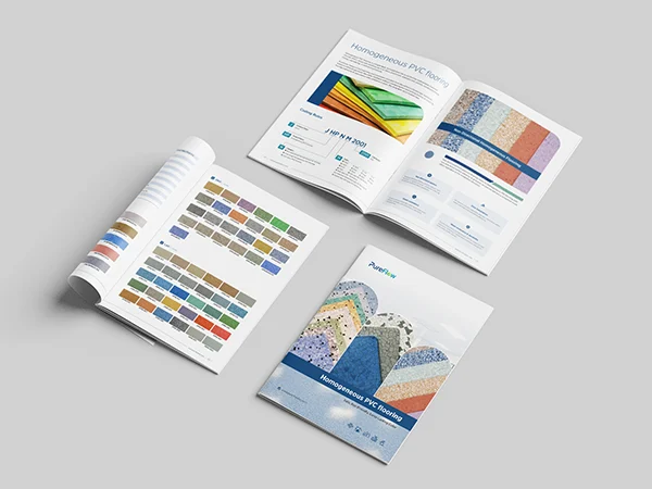 Cleanroom homogeneous pvc flooring catalog display