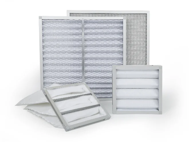 Four types of coarse air filters in different materials and structures