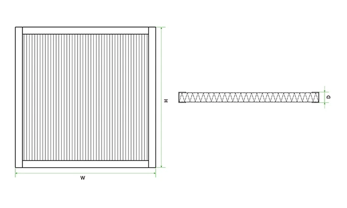 A flat structural diagram of coarse panel air filter