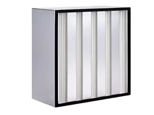 Combined V-type HEPA filter with a stainless steel frame