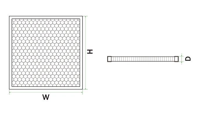 A plan structural drawing of flat panel activated carbon filter