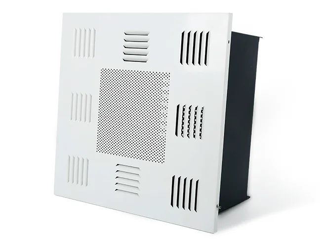 A stainless steel HEPA supply air outlet