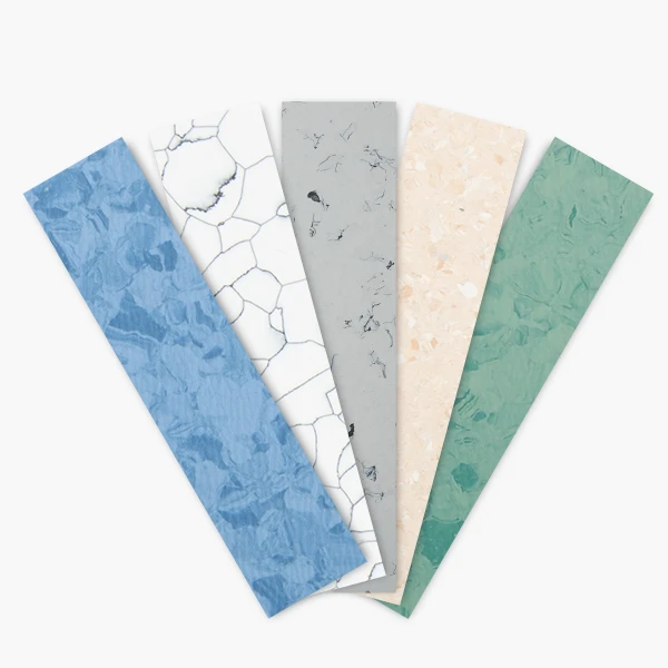 Side view of colorful homogeneous PVC flooring