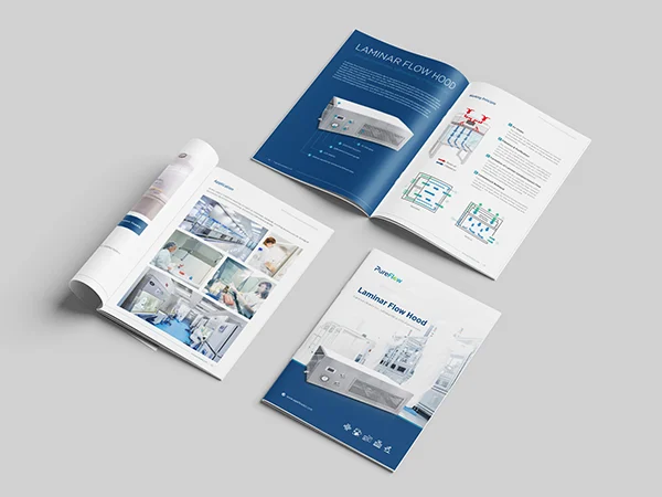 Cleanroom laminar flow hood product catalog display