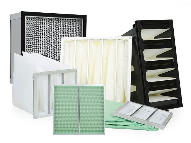 Four Types of medium-efficiency air filters in different materials and structures