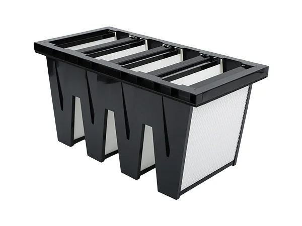 Medium efficiency mini-pleat V-type air filter with an ABS frame