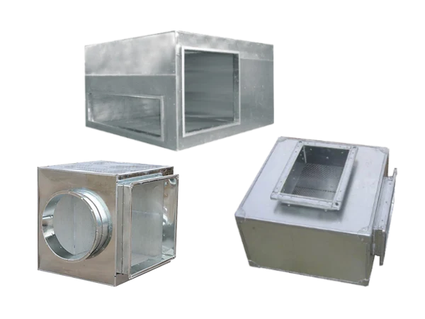 3 plenum boxes with different shapes and connectors