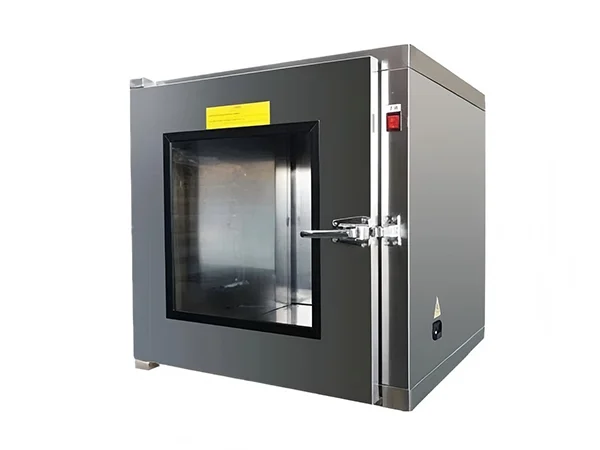 A stainless steel static pass box