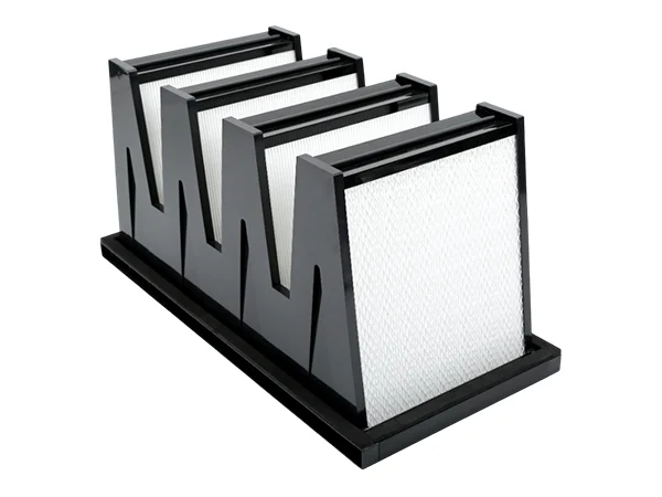 The side view of sub-HEPA mini-pleat V-type air filter