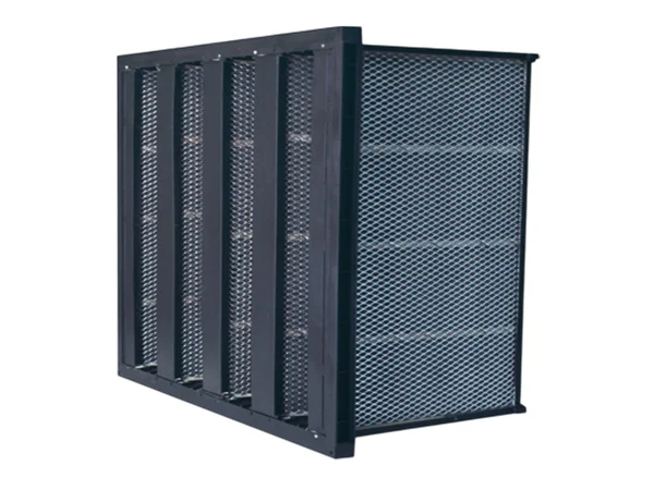 A v-tyoe activated carbon filter with an plastic honeycomb panel